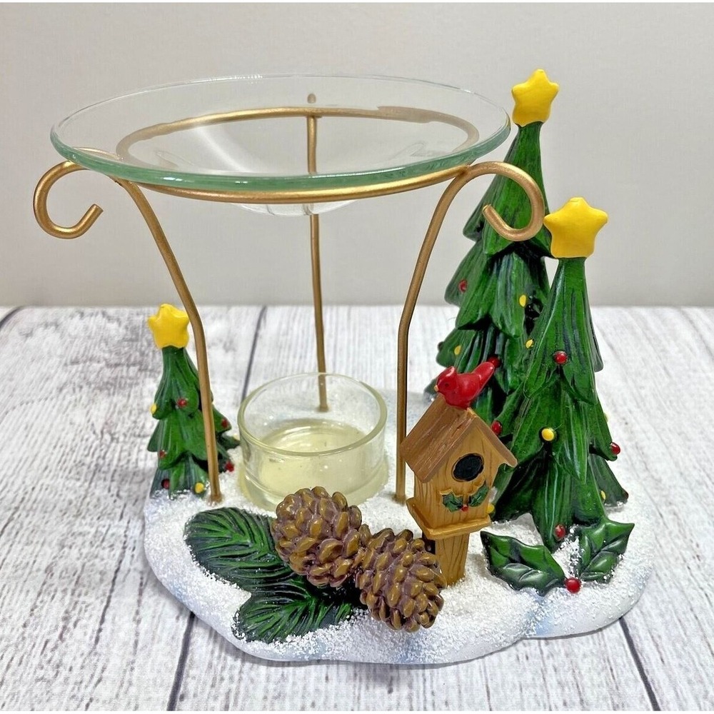 Yankee Candle Tart Warmer Christmas Trees Birdhouse Pinecones 5" Tall